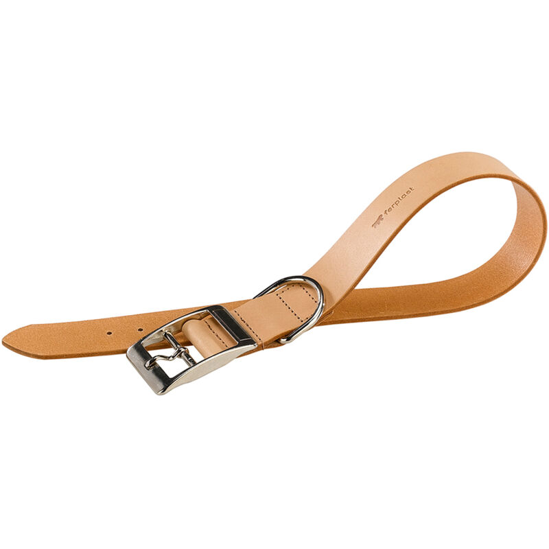 foto del prodotto ferplast natural c collare per cani in pelle vera, in 2 colori e 8 misure. variante c40 69 misure a 61 69 cm b 40 mm cuoio naturale