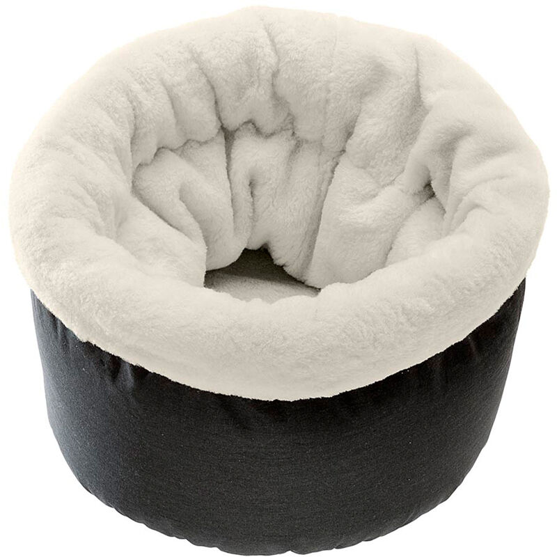 foto del prodotto ferplast pouf cestone imbottito per gatti. caldo peluche all interno.. variante pouf misure 45 x 45 x h 35 cm beige