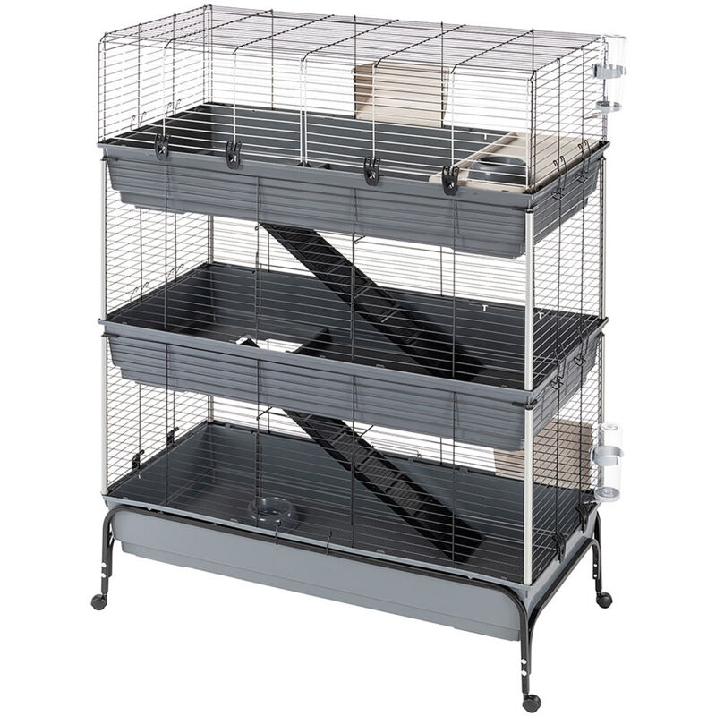 foto del prodotto ferplast rabbit 120 tris gabbia per conigli a tre piani. supporto incluso.. variante rabbit 120 tris misure 118 x 58 x h 166 cm 