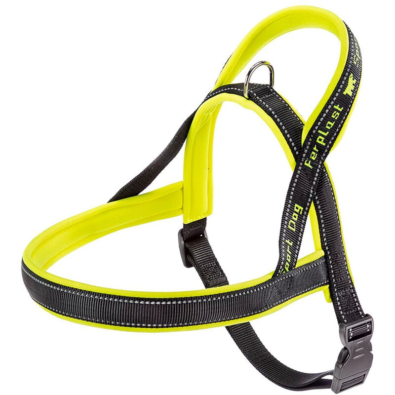 foto del prodotto ferplast sport dog p pettorina per cani con imbottitura soft. varie misure e colori fluo.. variante large misure a 65 cm b 77 98 cm giallo