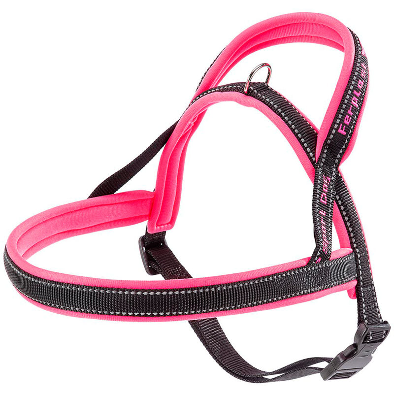 foto del prodotto ferplast sport dog p pettorina per cani con imbottitura soft. varie misure e colori fluo.. variante medium misure a 58 cm b 69 86 cm fucsia