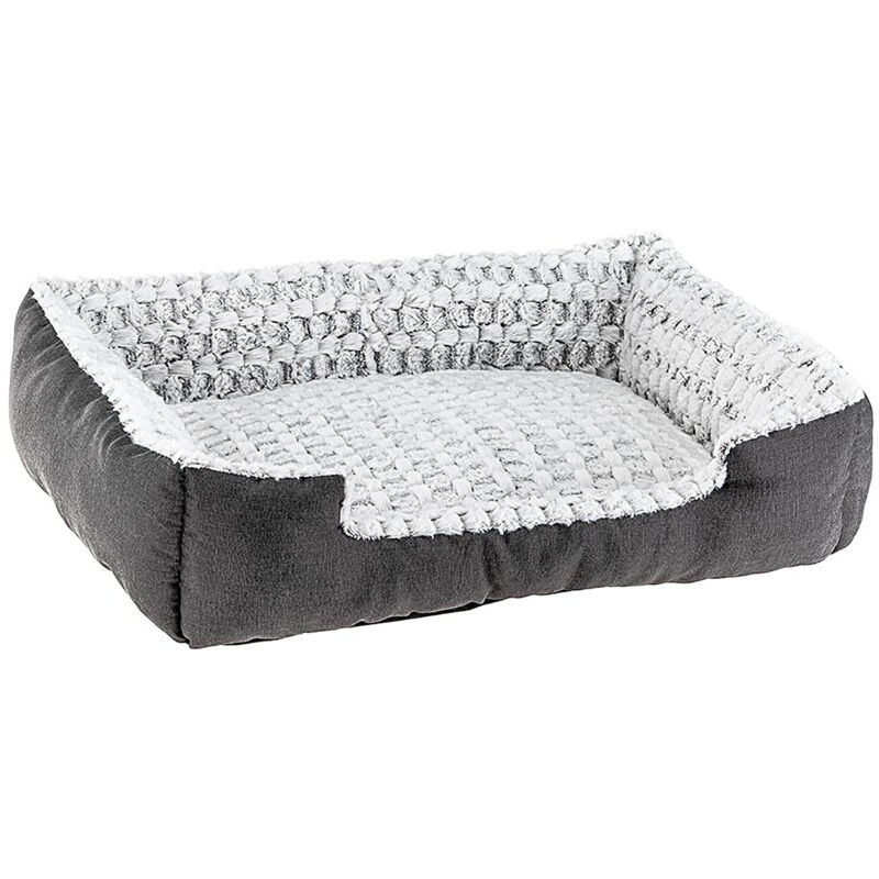 foto del prodotto ferplast sweetie cuccia in cotone e pelliccia ecologica per cani e gatti. variante 70 misure 74 x 61 x h 19 cm grigio