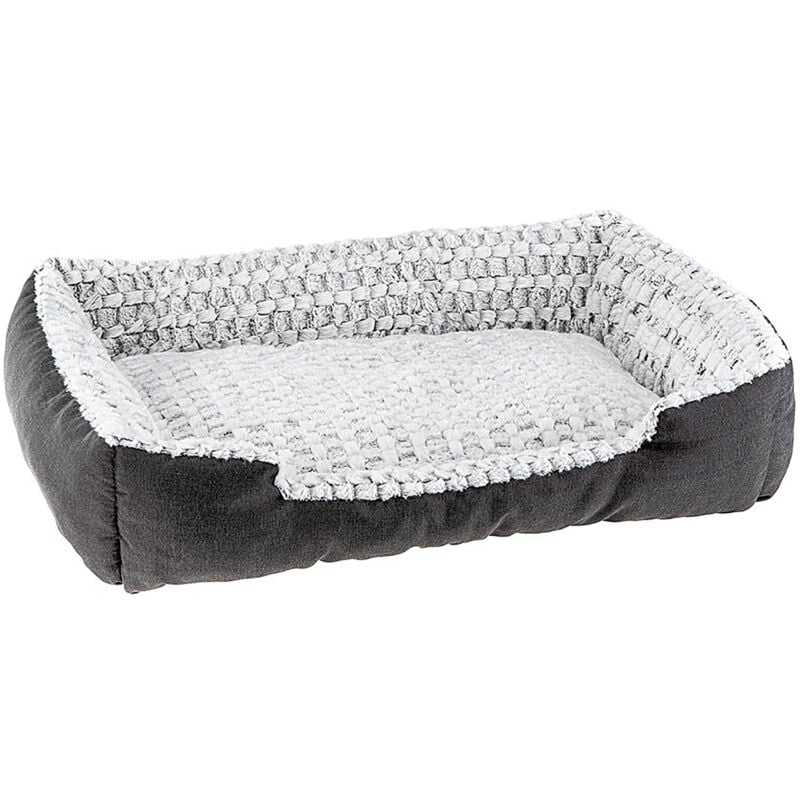 foto del prodotto ferplast sweetie cuccia in cotone e pelliccia ecologica per cani e gatti. variante 90 misure 91 x 72 x h 19 cm grigio