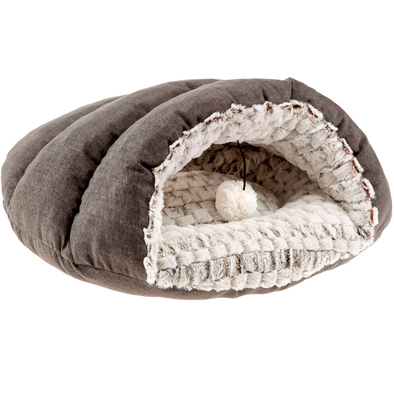 foto del prodotto ferplast tufli casetta in pelliccia ecologica per gatti. variante tufli misure 52 x 39 x h 26 cm grigio