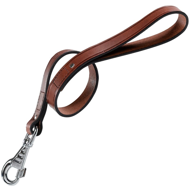 foto del prodotto ferplast vip gm guinzaglio corto per cani in cuoio di toro 2 misure. variante gm20 40 misure 20 mm x l 40 cm marrone
