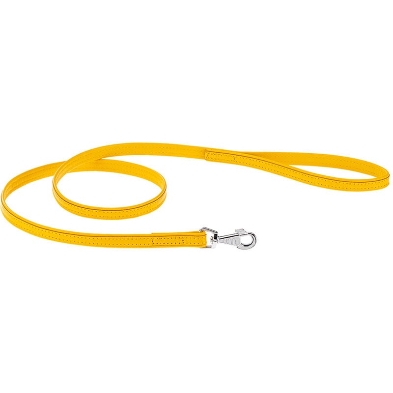 foto del prodotto ferplast vogue g guinzaglio in pelle per cani. variante 15 120 misure 15 mm x l 120 cm giallo