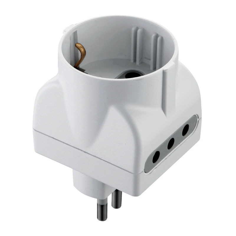 foto del prodotto ferramenta1.com adattatore triplo 10a 2pr.10a 1 sc.bia fig.15. prezzo per 1 pezzo.
