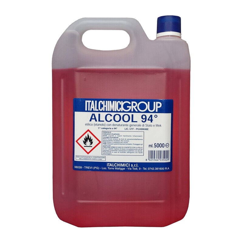 foto del prodotto ferramenta1.com alcool denaturato 94 certificato lt. 5 italchimici . prezzo per 1 pezzo.