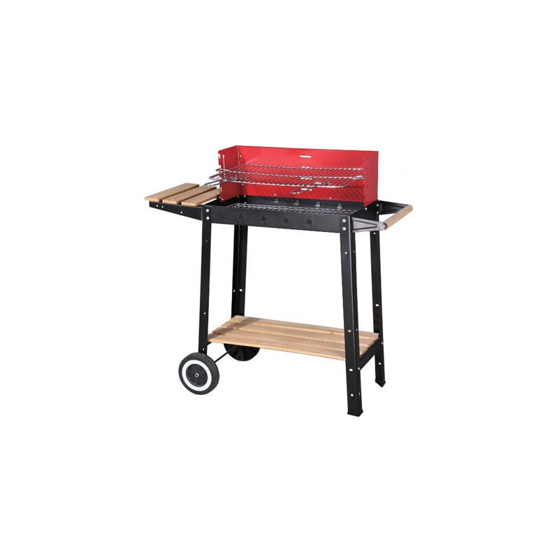 foto del prodotto ferramenta1.com barbecue a carbonella con struttura in acciaio e ruote.
