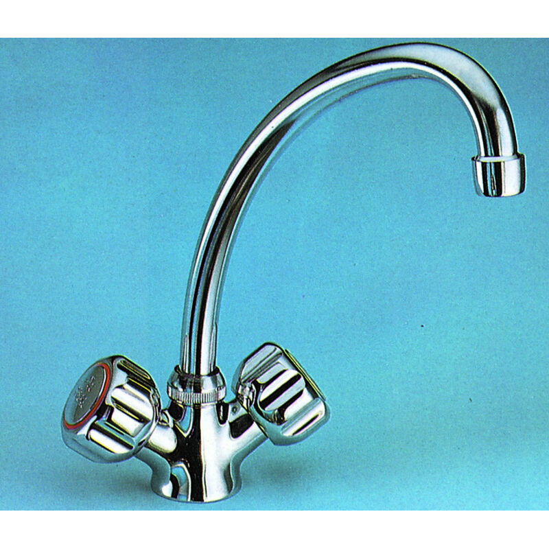 foto del prodotto ferramenta1.com - gruppo lavello canna j rubinetto fiore monoforo cromato serie astro 1/2'