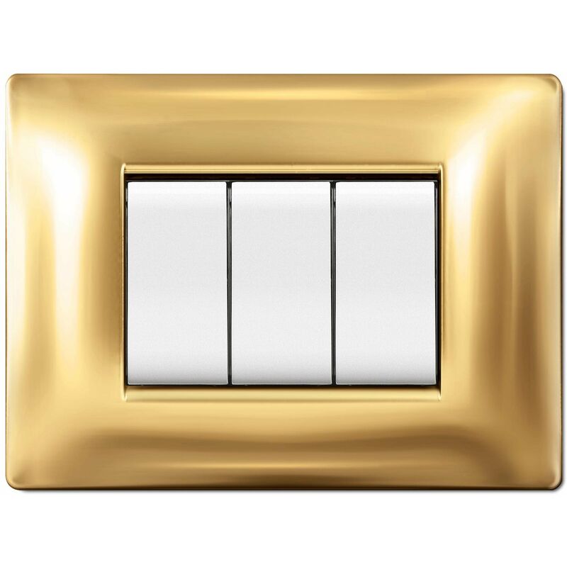 foto del prodotto ferramenta1.com placca placchetta per interruttore elettrico 4 posti oro ecl2884or my life q