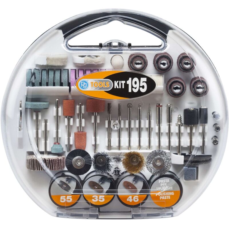 foto del prodotto ferramenta1.com poggi pg195a kit 195 miniaccessori per tagliare smerigliare incidere lucidare