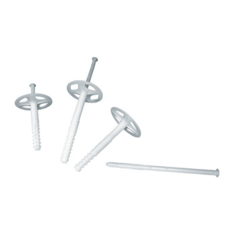 foto del prodotto ferramenta1.com tassello nylon bianco x cappotto con chiodo mm. 90. prezzo per 1 pezzo.