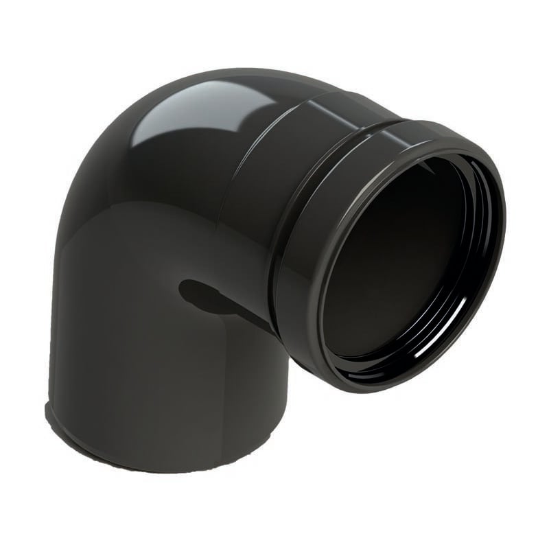 foto del prodotto ferrari srl curve a 90 in polipropilene nero con diametro di 60mm e filettatura maschio femmina