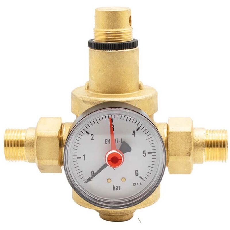 foto del prodotto ferrari srl - riduttore di pressione per acqua con manometro rid.press.x h2o ram 1'1 4 c man d.52