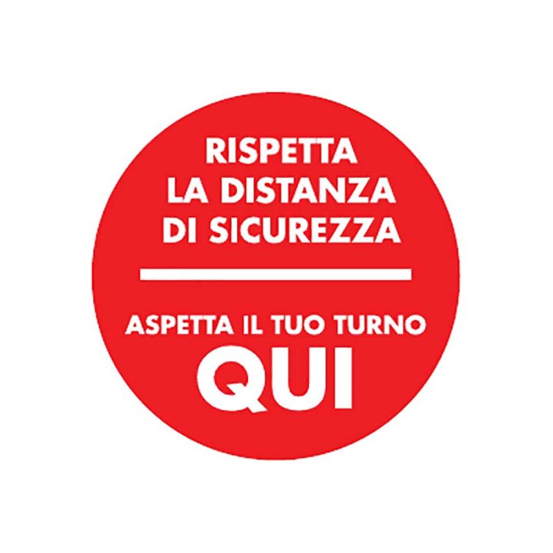 foto del prodotto ferrari srl segnaletica per pavimento per aspetta turno disco antiscivolo aspetta turno d. 50 rispetta la distanza di sicurezza
