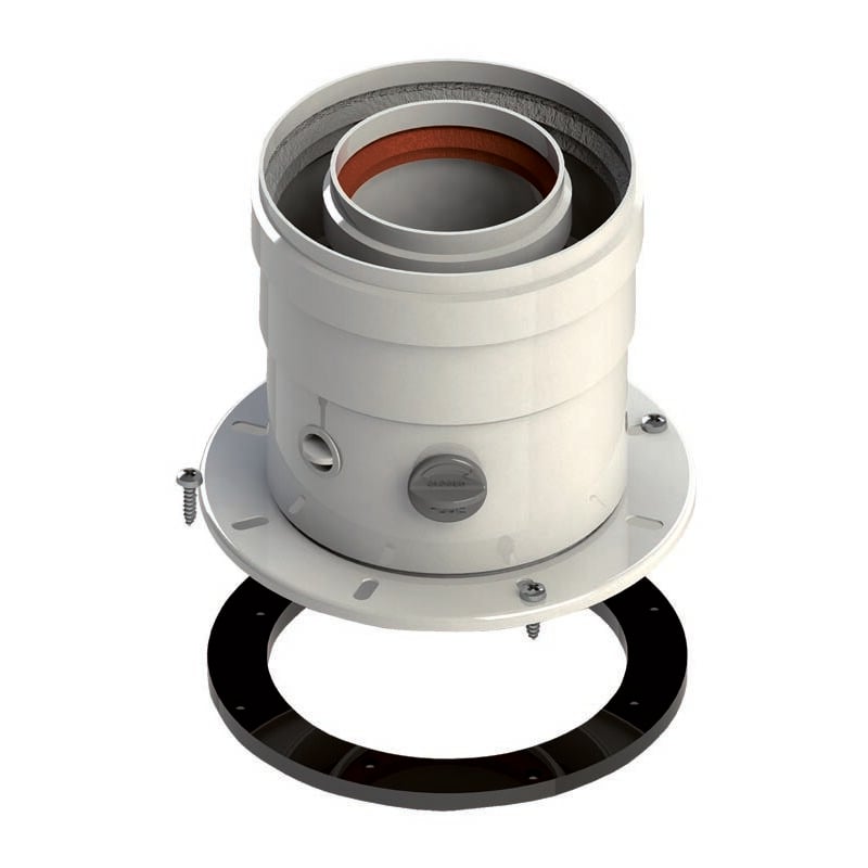 foto del prodotto ferrari srl tronchetto di partenza in alluminio coassiale 60 100 a flangia con ispezione in alluminio verniciato bianco