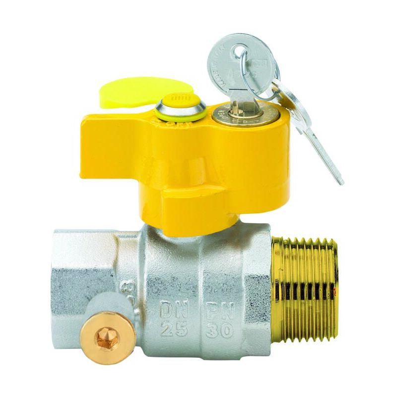 foto del prodotto ferrari srl valvola a sfera a passaggio totale per gas rubinetto sfera 1 mf c presa pressione serratura con chiave