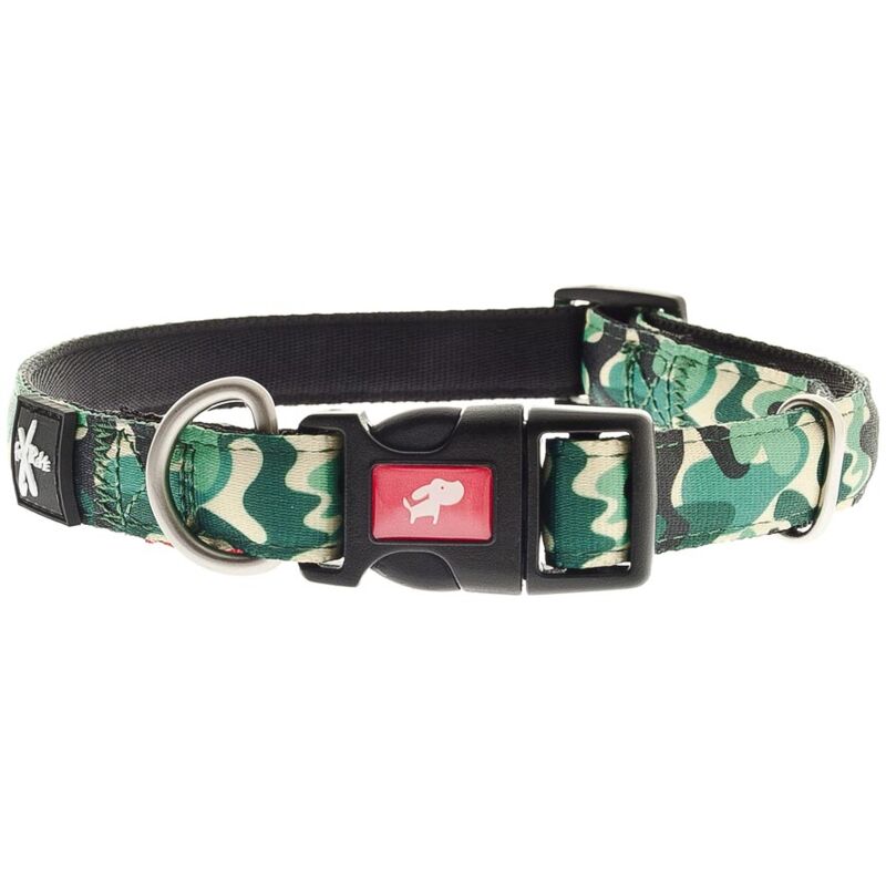 foto del prodotto ferribiella collare regolabile in nylon modello fantasia camouflage fuxtreme per cani 2,5 x 48 70 cm verde