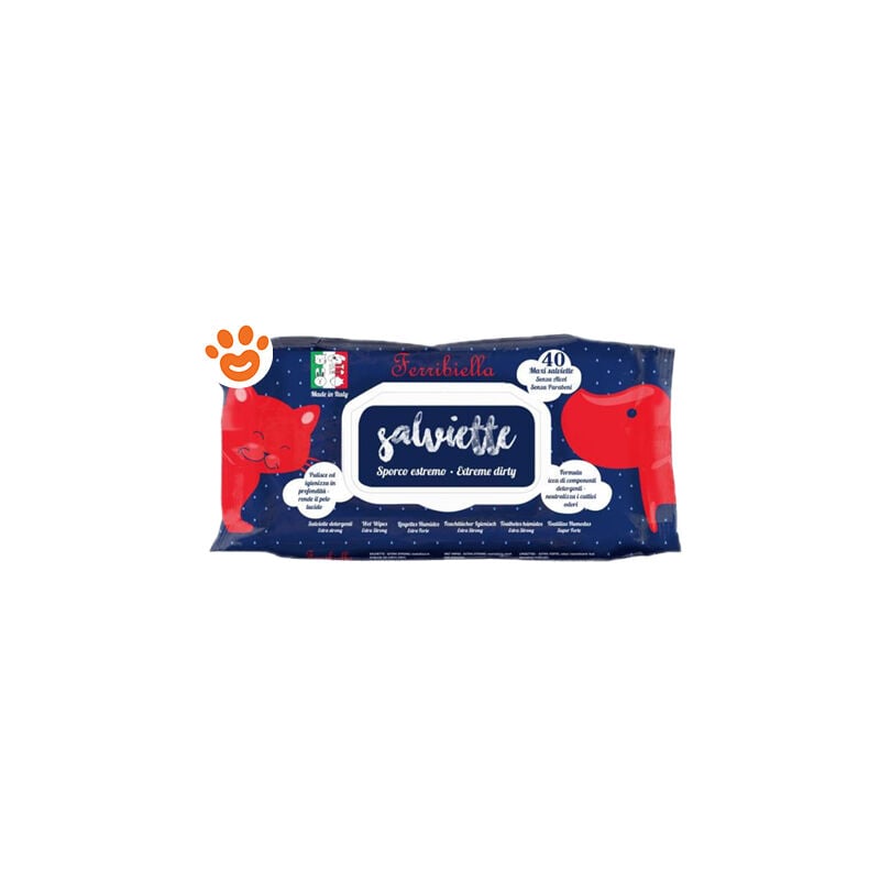foto del prodotto ferribiella dog cat salviette detergenti sporco estremo dog cat salviette detergenti sporco estremo confezione da 40 salviette