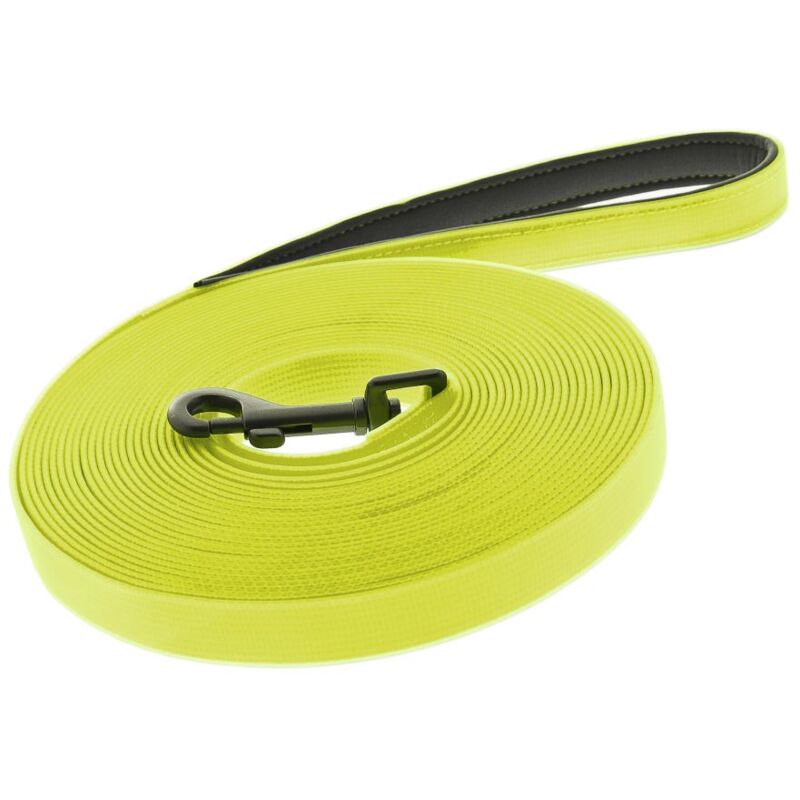 foto del prodotto ferribiella lunghina in nylon e pvc con imbottitura in neoprene modello fun flat per cani 2 cm x 10 m nero
