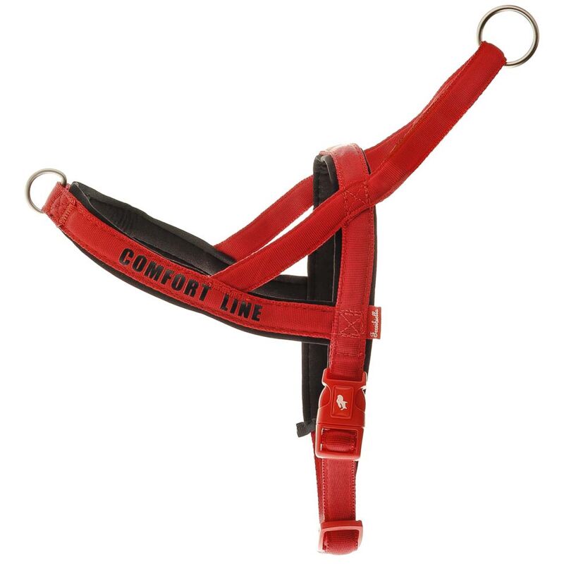 foto del prodotto ferribiella pettorina da trekking in nylon ultra resistente con imbottitura soffice e scritta riflettente linea comfort per cani 1,5 x 38 58 cm