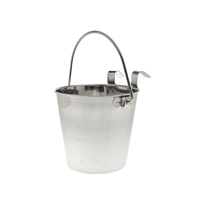 foto del prodotto ferribiella secchiello per box in acciaio inox con manico e supporto per cani m