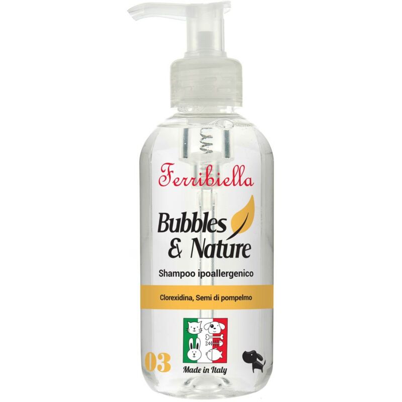 foto del prodotto ferribiella shampoo igienizzante con clorexidina e semi di pompelmo per cani 250 ml