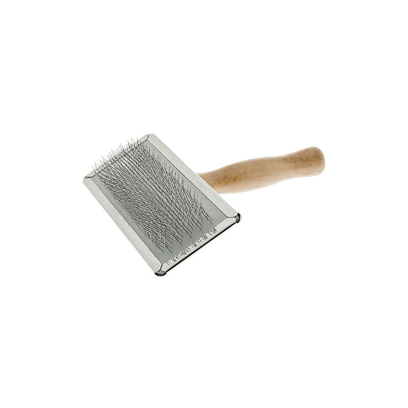 foto del prodotto ferribiella spazzola cardatore soffice con mani in legno per cani e gatti large 11,6x15,3x3,6cm