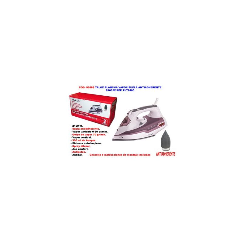 foto del prodotto ferro da stiro a vapore talox suola antiaderente 2400 w plt 2400