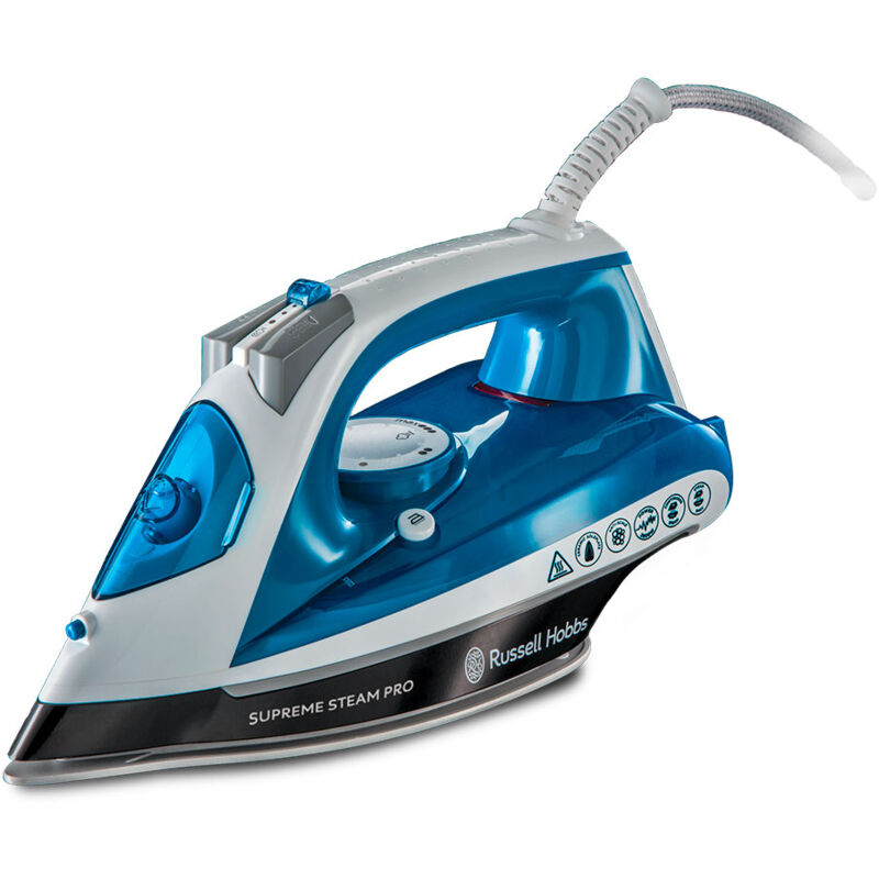foto del prodotto ferro da stiro de supreme steam pro 2600 w, piastra de ceramica, soffio de vapore 145 g, anticalcare, funzione de autopulente, blu e bianco