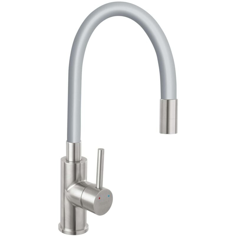 foto del prodotto ferro miscelatore per lavello, con braccio di erogazione flessibile, grigio acciaio inox 70710,4s novaservis