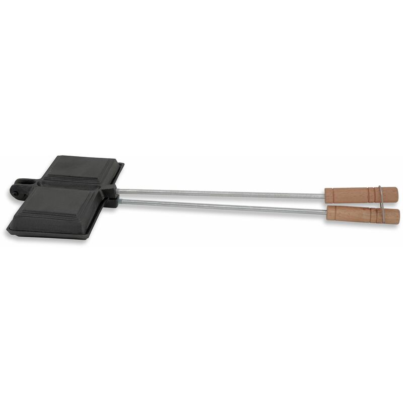 foto del prodotto ferro per waffle ferro per panini ghisa doppia forma, nero bbq toro