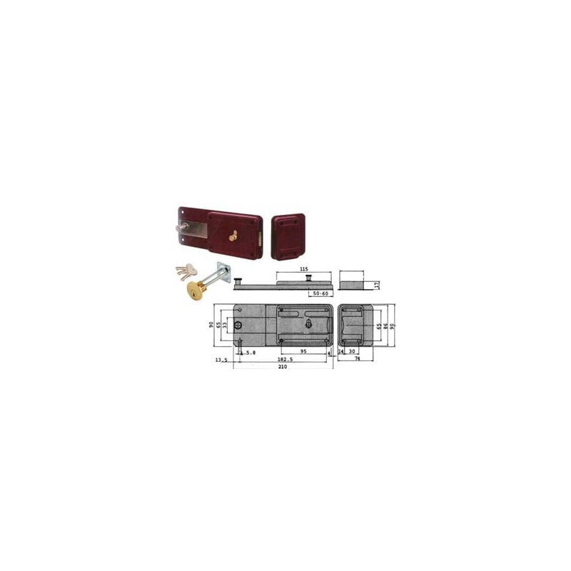 immagine 0 del prodotto ferroglietto con catenaccio 6 mandate cilindro staccato 55051 mm.50 55051501 