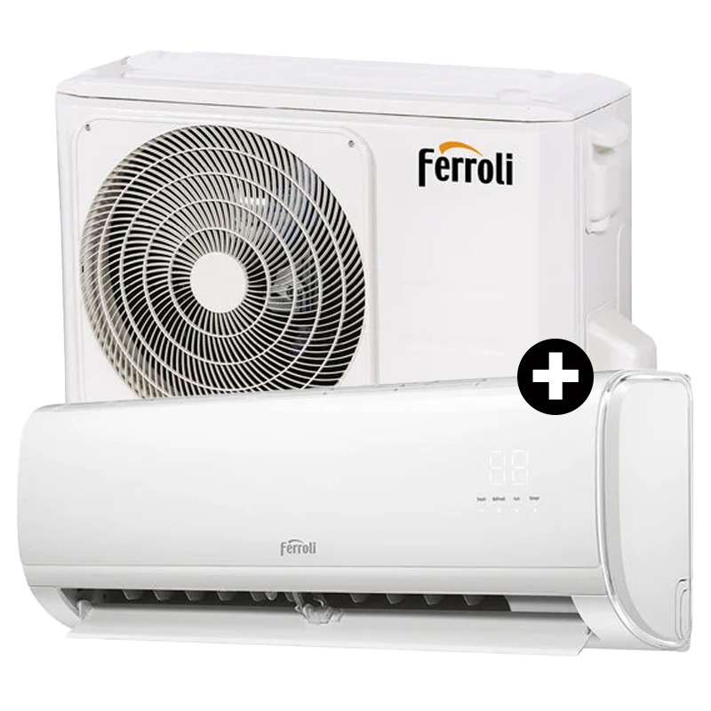 foto del prodotto ferroli giada s 9000 btu 2cp001lf 2cp001hf condizionatore 9000 btu inverter gas r32 controllo wi fi classe a a 