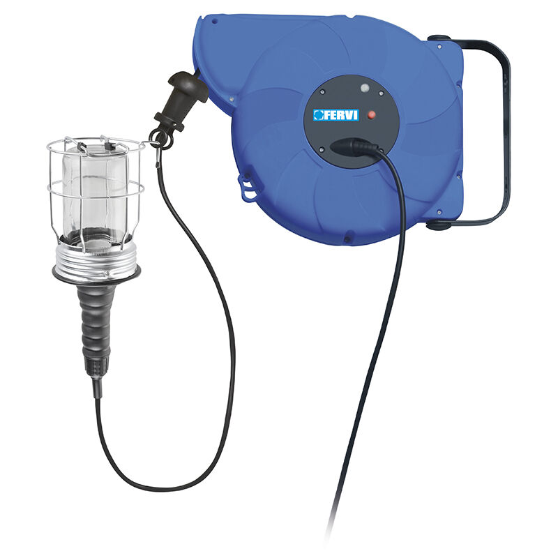 foto del prodotto fervi avvolgicavo avvolgitore 14 m automatico porta lampada e27 0428