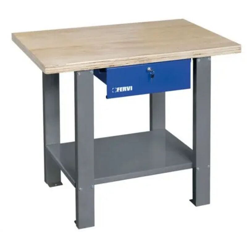 foto del prodotto fervi b022 10 banco da lavoro di legno in kit di montaggio con cassetto