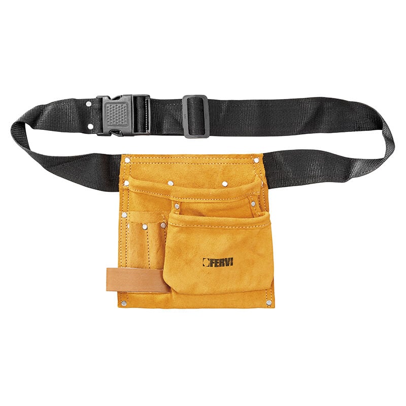 foto del prodotto fervi borsa carpentiere installatore in pelle con cintura 0254