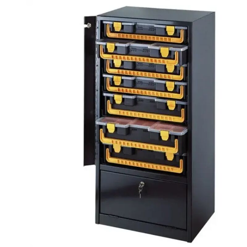 foto del prodotto fervi c700 cassettiera in acciaio con 7 valigette in plastica