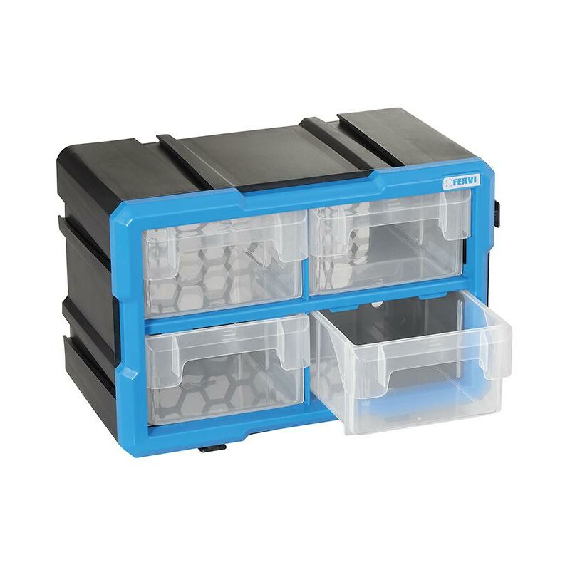 foto del prodotto fervi cassettiera modulare con 4 cassetti estraibili x officina c086 04c