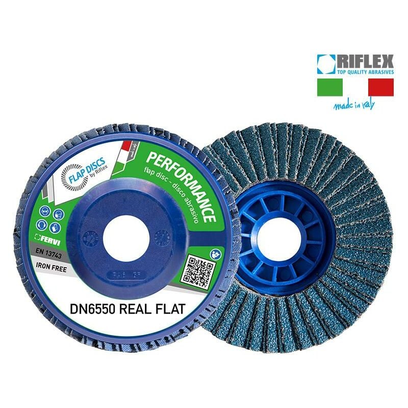 foto del prodotto fervi disco lamellare 115 mm grana 80 supporto plastica tela zirconio dn6550.115