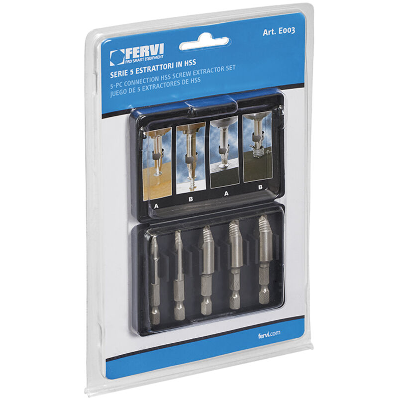 foto del prodotto fervi - estrattori per viti estrattore in set 5 pz. attacco 1 4' e003