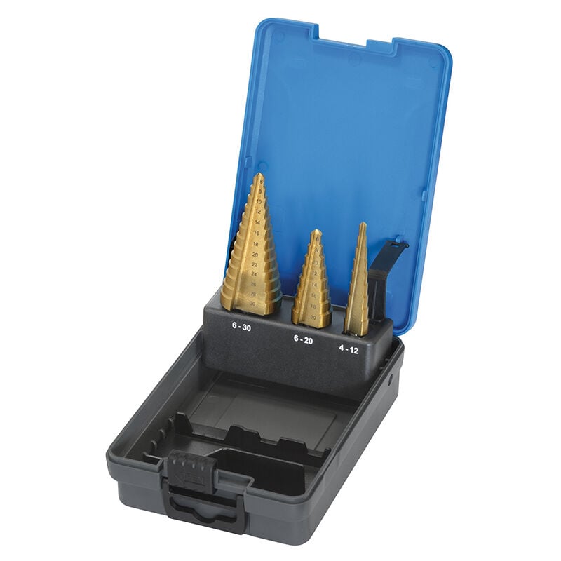 foto del prodotto fervi f430 serie set kit 3 frese fresa a scalino gradino in hss tn mills molinos