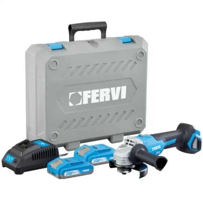 foto del prodotto fervi fb20ag3ab 22b smerigliatrice angolare 125 mm brushless a batteria 20 v