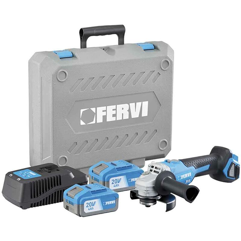 foto del prodotto fervi fb20ag3ab 24b smerigliatrice angolare 20v 125mm con 2 batterie