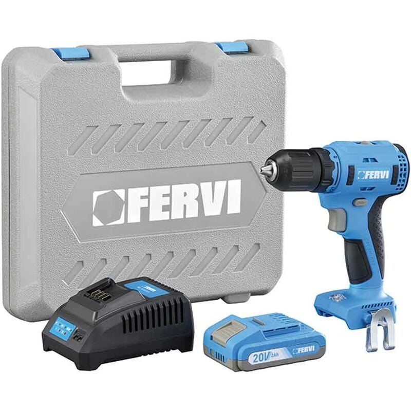 foto del prodotto fervi fb20cd3ab 12b trapano avvitatore 20v 13mm con 1 batterie 2ah