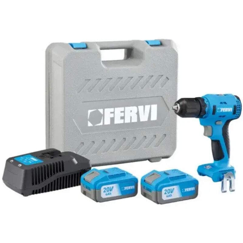 foto del prodotto fervi fb20cd3ab 24b trapano avvitatore brushless 20 v doppia batteria