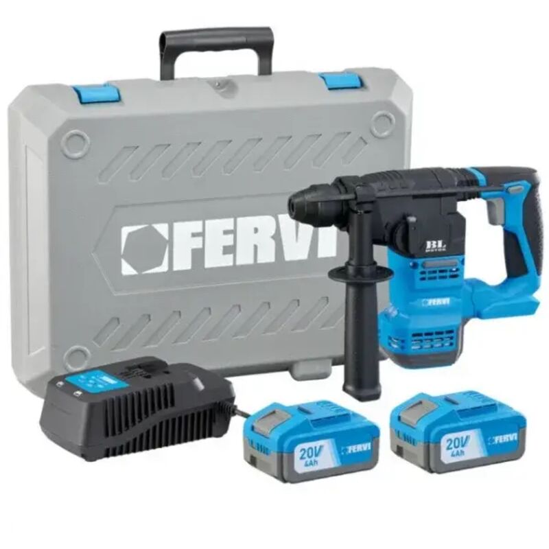 foto del prodotto fervi fb20rh3ab 24b tassellatore brushless sds plus con due batterie 20 v
