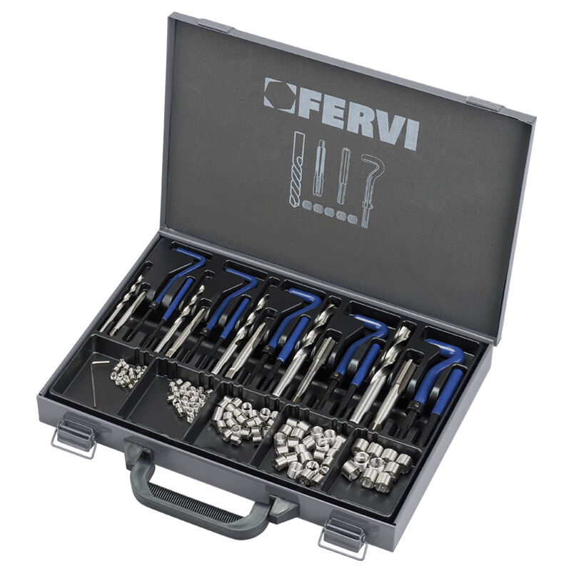 foto del prodotto fervi kit assortimeno riparazione filetti bsf 1 4 1 2 inox 115 pz e011 bsf