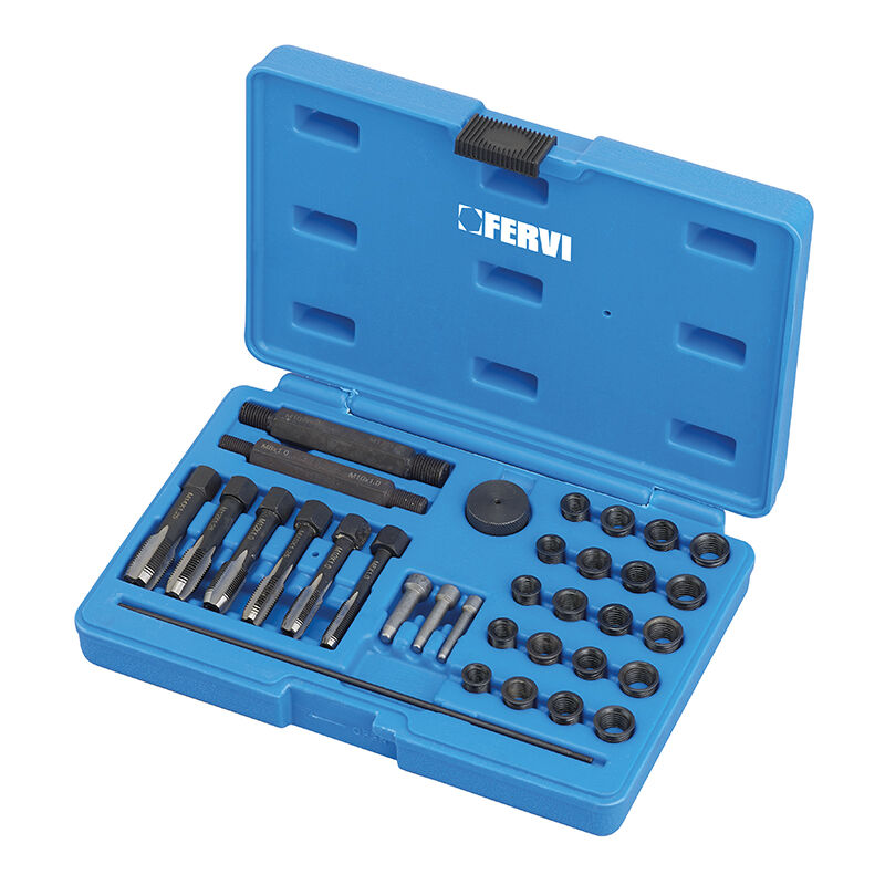 foto del prodotto fervi kit riparazione filetti a bussola per candelettemetrico e011 mc